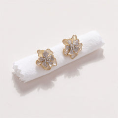 Cubic Zirconia & 18K Gold-Plated Flower Stud Earrings