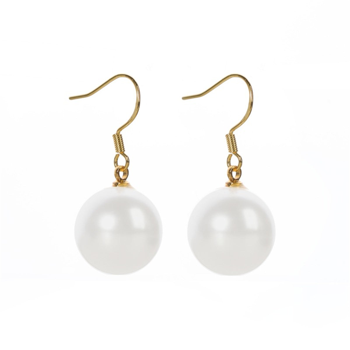 White Pearl & 18K Gold-Plated Hook Drop Earrings