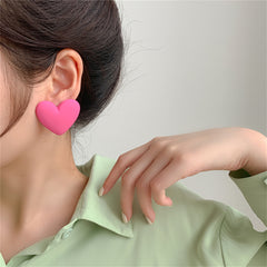 Rose Acrylic & Silver-Plated Heart Stud Earrings
