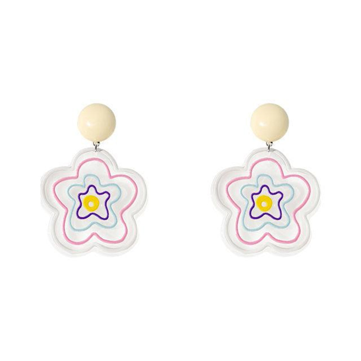 Pink Acrylic & 18K Gold-Plated Floral Drop Earrings