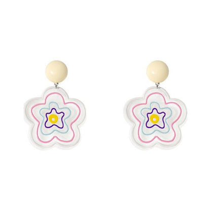 Pink Acrylic & 18K Gold-Plated Floral Drop Earrings
