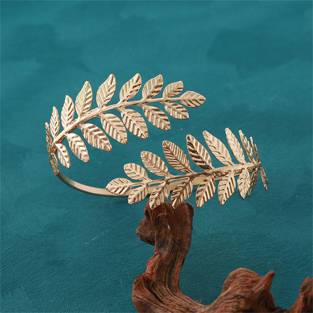 18K Gold-Plated Branch Arm Cuff, dainty minimalist design, side view