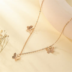 Elegant 18K gold-plated butterfly station necklace featuring a delicate chain, perfect for adding charm to any outfit.