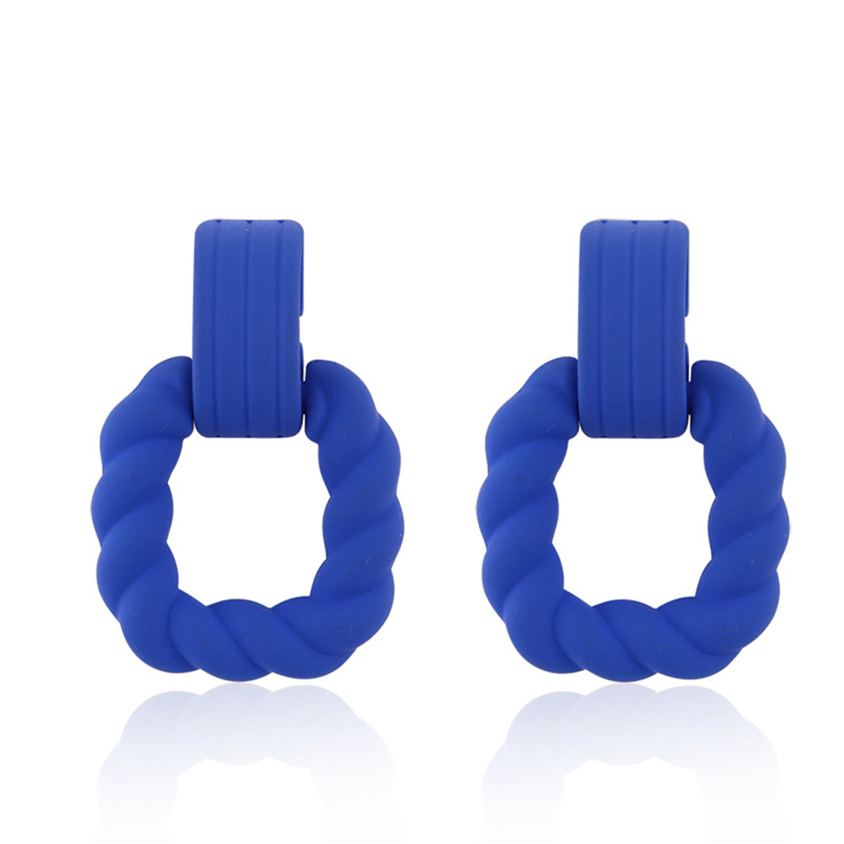 Blue Resin and Silver-Plated Twine Square Drop Earrings, silver drop earrings for women, botanical inspired, side view