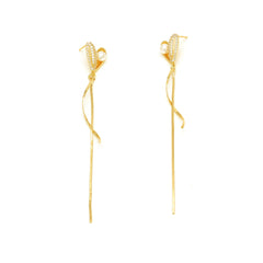 Pearl & Cubic Zirconia 18K Gold-Plated Heart Tassel Drop Earrings