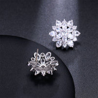 Cubic Zirconia & Crystal Silver-Plated Snowflake Stud Earrings