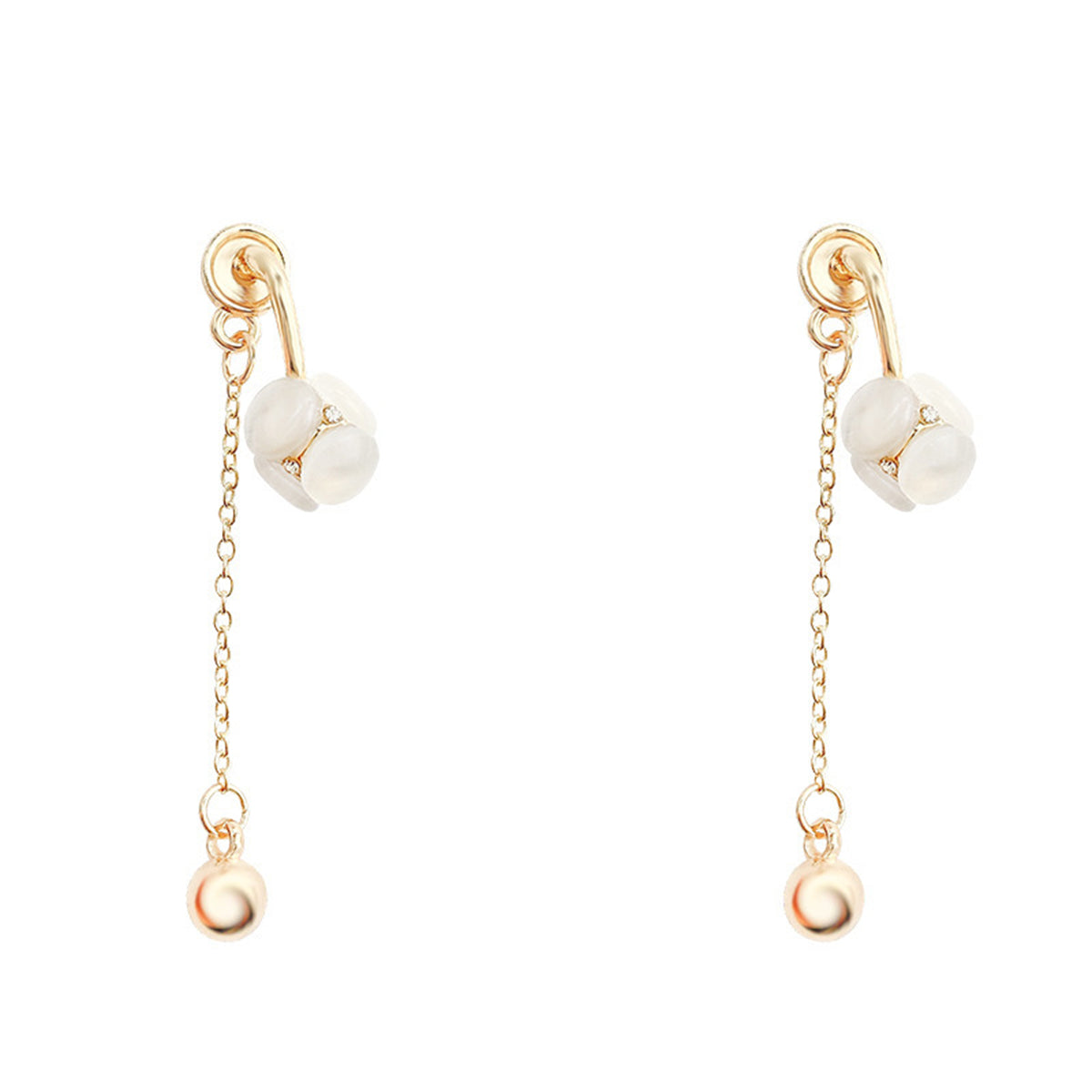 Cat's Eye & Cubic Zirconia 18K Gold-Plated Ball Ear Jackets