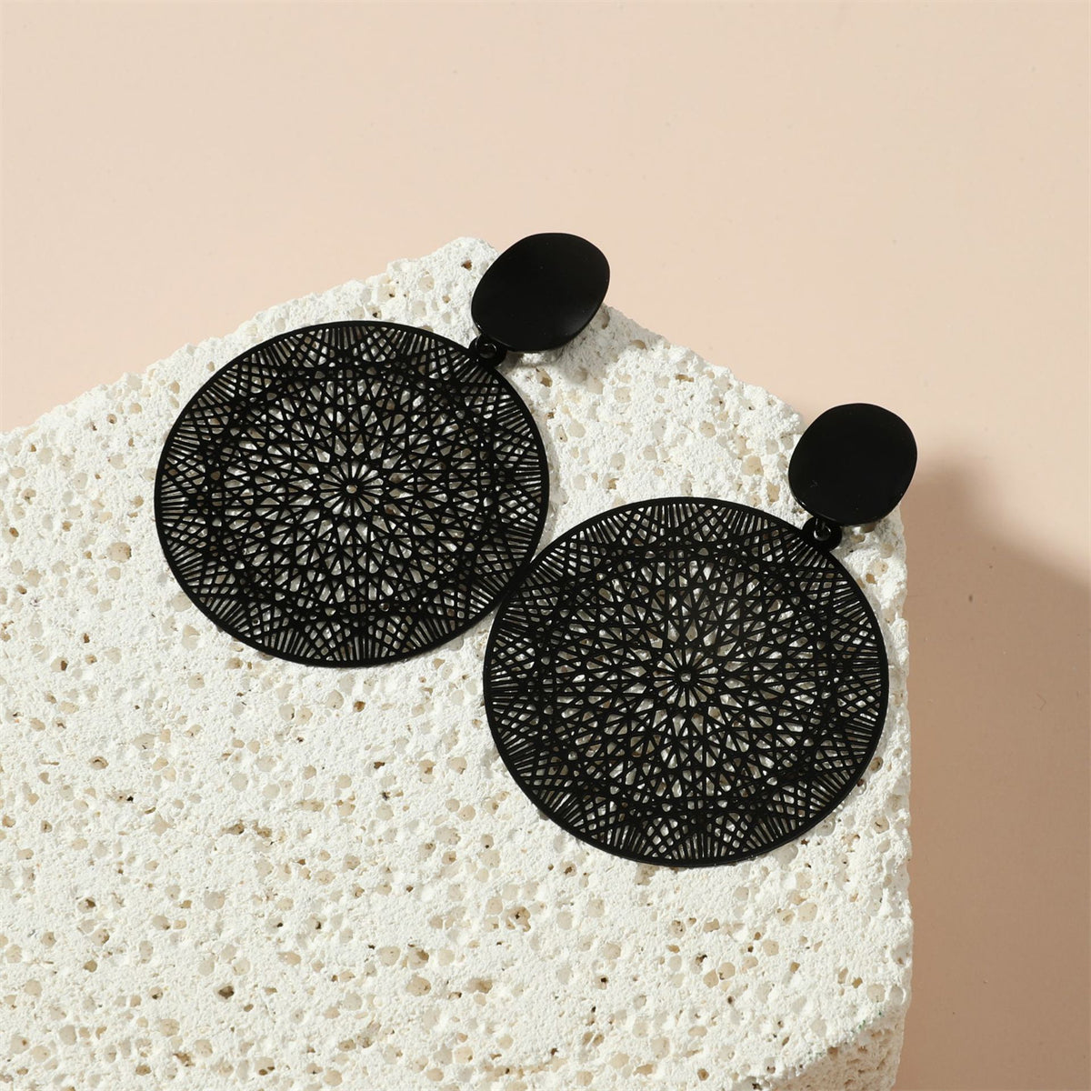 Black Celestial Plate Drop Earrings