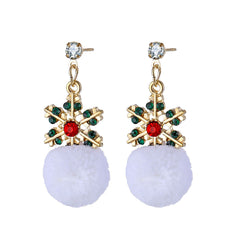 Cubic Zirconia & Enamel 18K Gold-Plated Snowflake Ball Drop Earrings