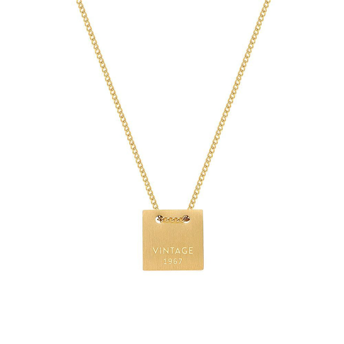 18K Gold-Plated Dog Tag Pendant Necklace, gold pendant necklace for women, dainty minimalist design, lifestyle look