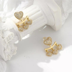 Cubic Zirconia & 18K Gold-Plated Heart Tassel Ear Jackets