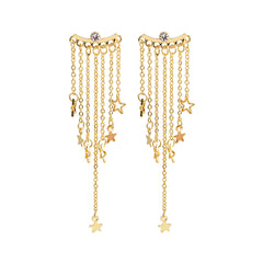 Cubic Zirconia & 18K Gold-Plated Star Tassel Ear Jackets