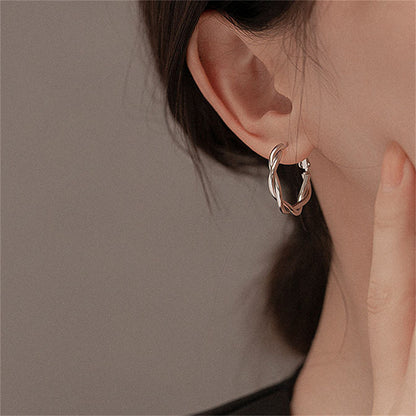 Silver-Plated Twine Hoop Earrings, botanical inspired, lifestyle look