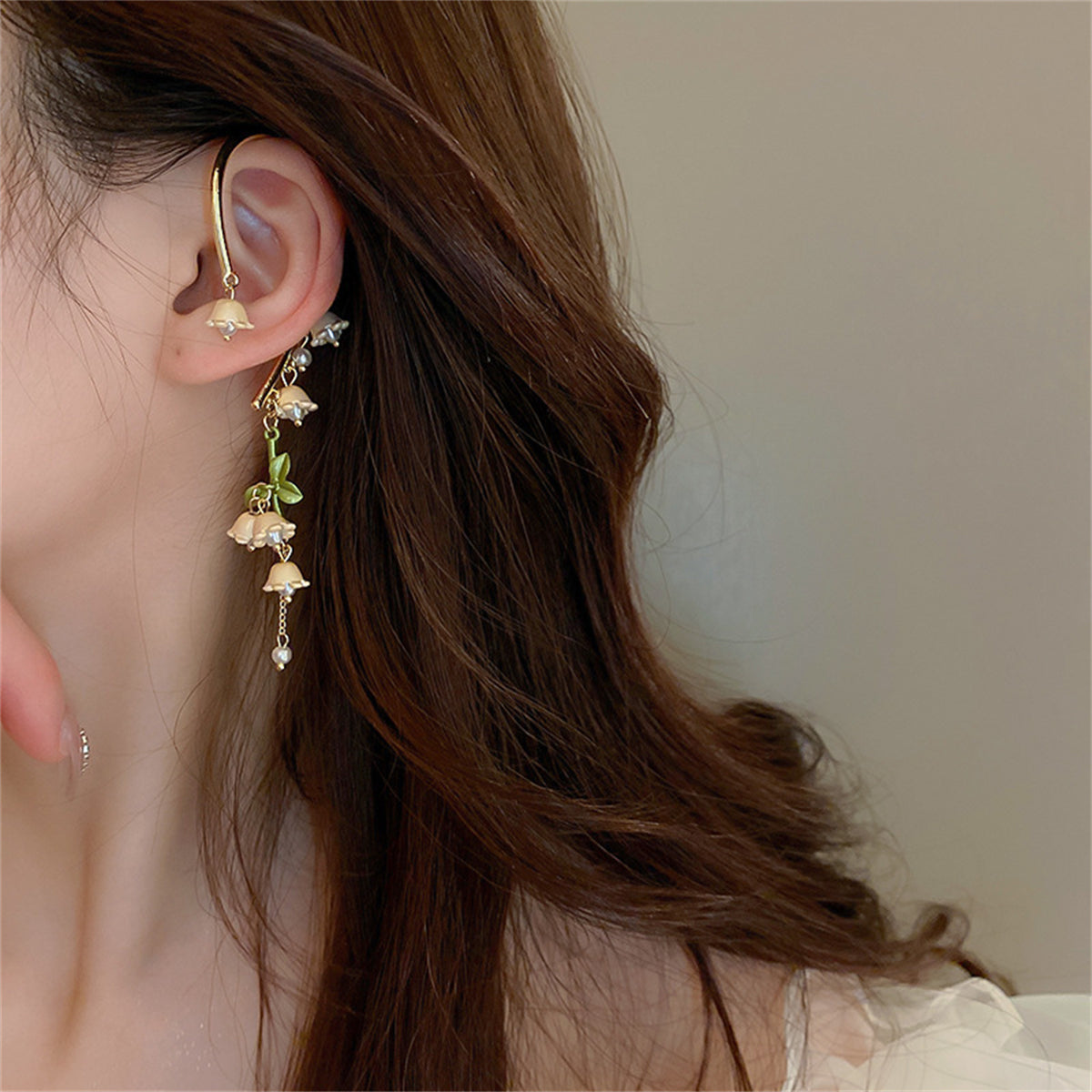 Pearl & 18K Gold-Plated Floral Ear Climber