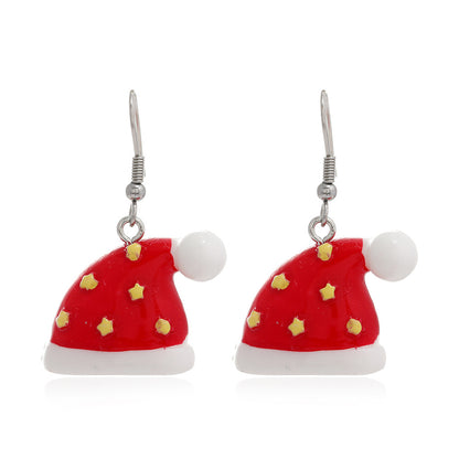 Red Resin and Silver-Plated Christmas Hat Drop Earrings, silver drop earrings for women, detail close-up