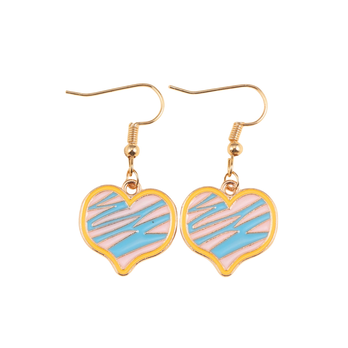 Blue and White Heart Drop Earrings, drop earrings for women, everyday style, detail close-up
