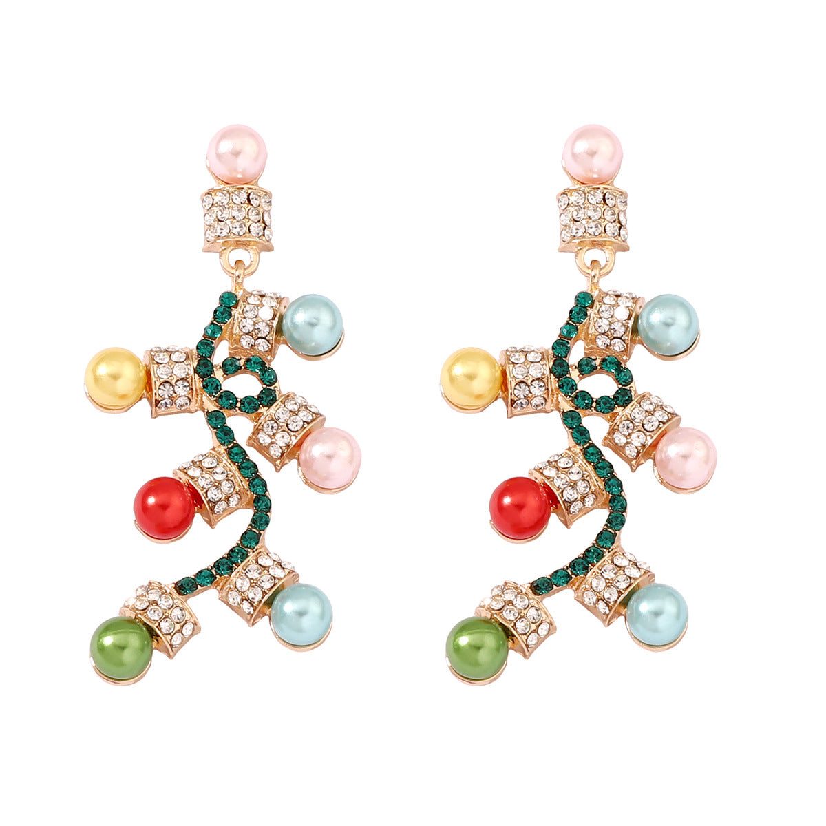 Pearl & Cubic Zirconia Decorative Light Drop Earrings