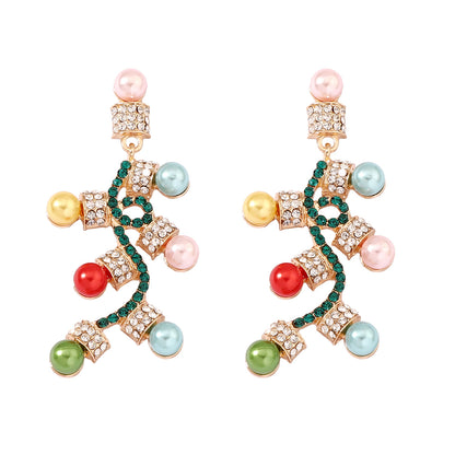 Pearl and Cubic Zirconia Decorative Light Drop Earrings, drop earrings for women, everyday style, lifestyle look