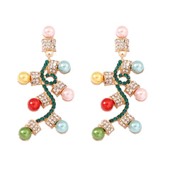 Pearl & Cubic Zirconia Decorative Light Drop Earrings