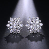 Cubic Zirconia & Crystal Silver-Plated Snowflake Stud Earrings