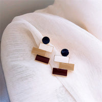 Tan & 18k Gold-Plated Geometric Stud Earrings