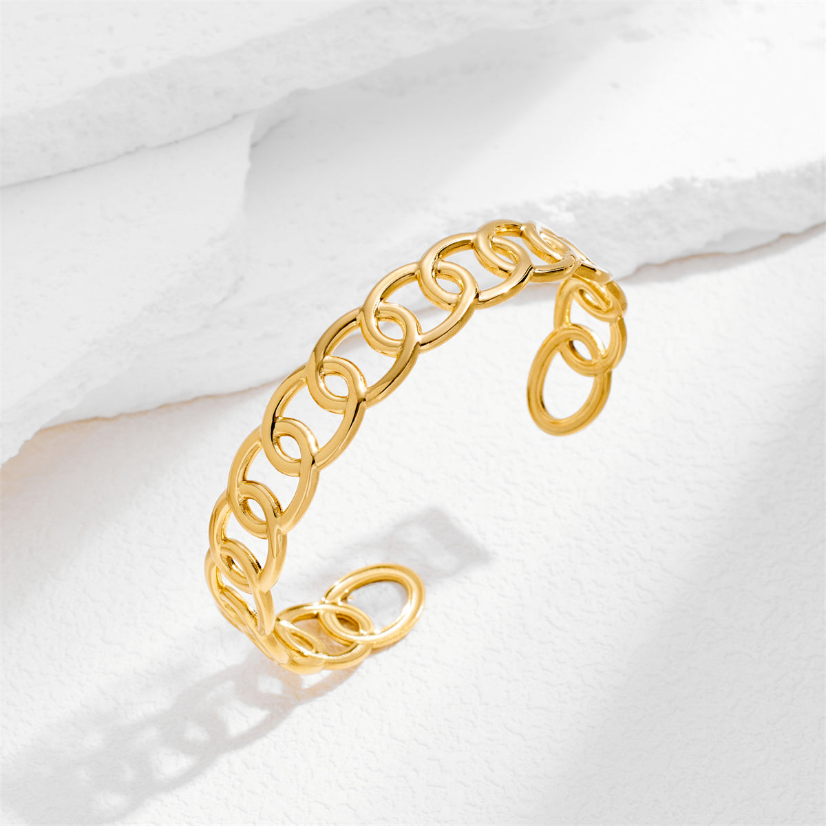 18K Gold-Plated Curb Chain Open Cuff, gold bracelet for women, elegant gift for her, styled look