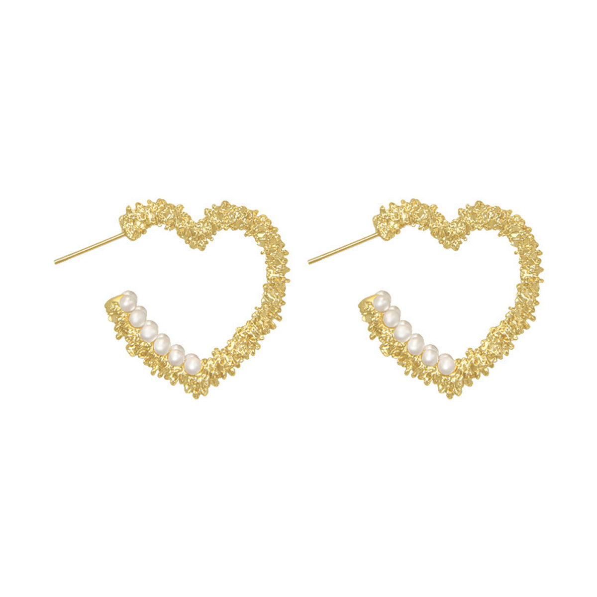 Pearl & 18K Gold-Plated Heart Hoop Earrings
