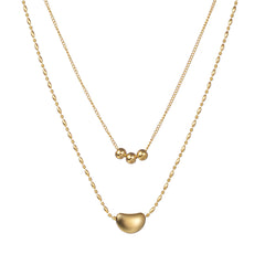 Two elegant 18K gold-plated layered necklaces featuring a stylish bead on each chain, perfect for any occasion.