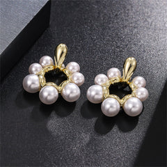 Pearl & 18K Gold-Plated Open Circle Drop Earrings