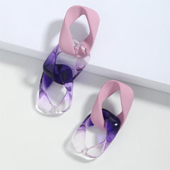 Pink & Blue Mismatch Chain Drop Earrings