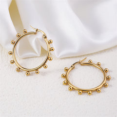 Elegant 18K gold-plated hoop earrings adorned with delicate beaded accents for a chic, sophisticated look.