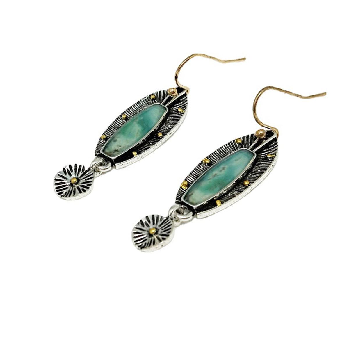 Green Resin & Two-Tone Fish Drop Earrings