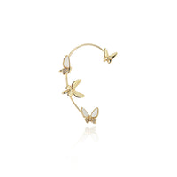 Cubic Zirconia & White Acrylic 18k Gold-Plated Butterfly Ear Cuff