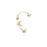 Cubic Zirconia & White Acrylic 18k Gold-Plated Butterfly Ear Cuff
