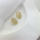 Pearl & 18k Gold-Plated Intricate Circle Stud Earrings