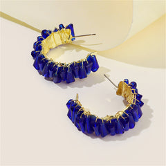Blue Acrylic & 18K Gold-Plated C-Shape Stud Earrings