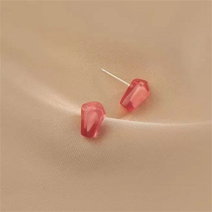 Red Resin and Silver-Plated Pomegranate Seed Stud Earrings, silver stud earrings for women, everyday style, styled look