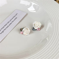 Resin & Enamel 18k Gold-Plated Rose Stud Earrings