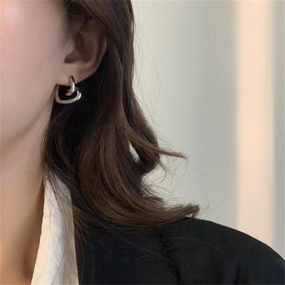 Silver-Plated Swirl-Heart Stud Earrings