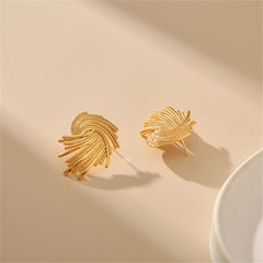Chic 18K gold-plated earrings with an abstract spiral design, perfect for making a stylish statement on any occasion.