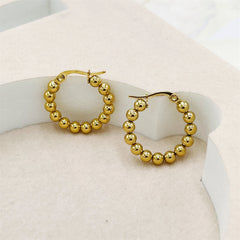 Elegant 18K gold-plated bead hoop earrings, featuring a stunning gold ball design for a chic and timeless look.