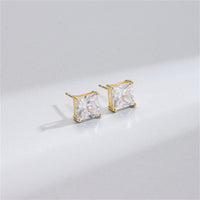 Cubic Zirconia & 18k Gold-Plated Square Stud Earrings