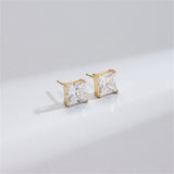 Cubic Zirconia & 18k Gold-Plated Square Stud Earrings
