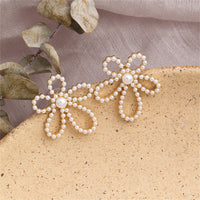Pearl & 18k Gold-Plated Flower Stud Earrings