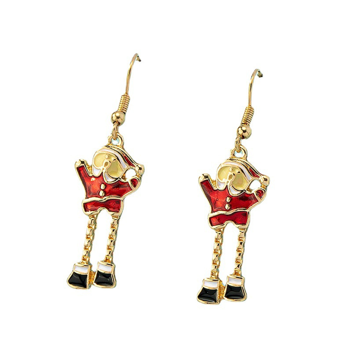 Red Enamel & 18K Gold-Plated Santa Drop Earrings