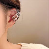 Crystal & Silver-Plated Butterfly Wing Ear Cuffs