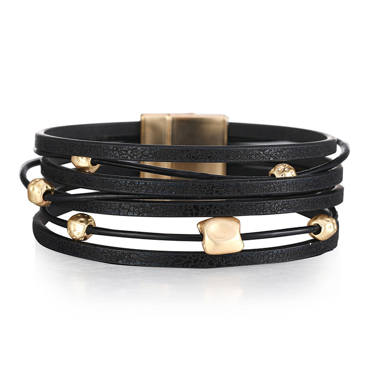 Black Polystyrene & 18K Gold-Plated Bead Multi-Strand Bracelet