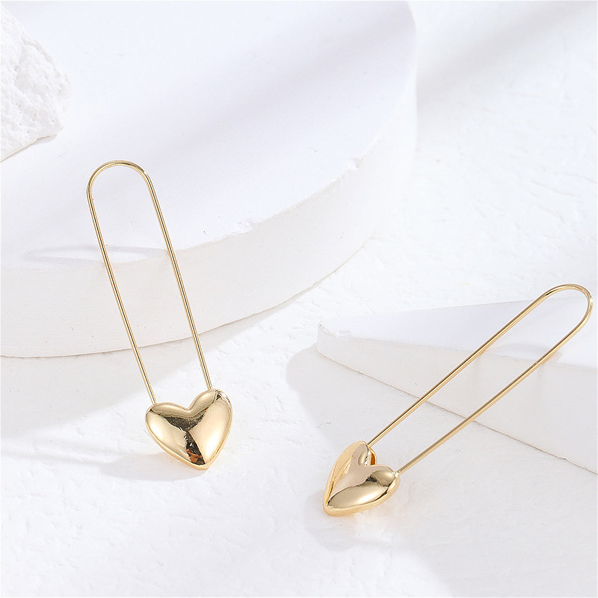 18K Gold-Plated Heart Pin Earrings