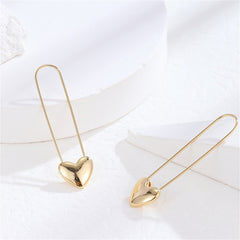 18K Gold-Plated Heart Pin Earrings