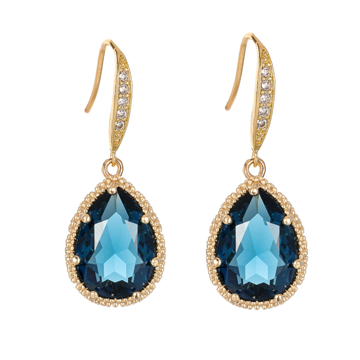 London Blue Crystal & Cubic Zirconia Goldtone Teardrop Hook Earrings - Street Region